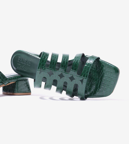 Cutout mule Block Heel - Bottle Green
