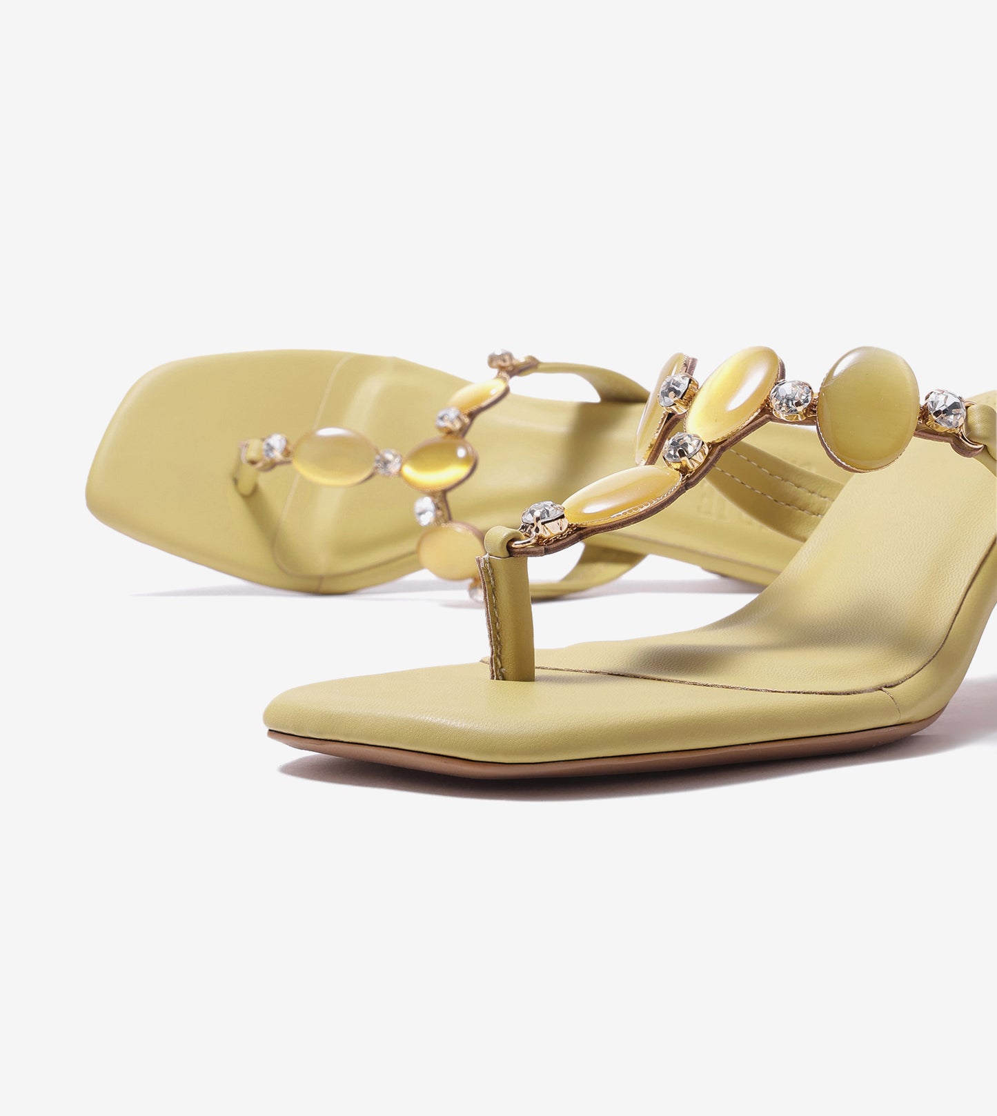 Beaded Heels Sandal - Lime Green