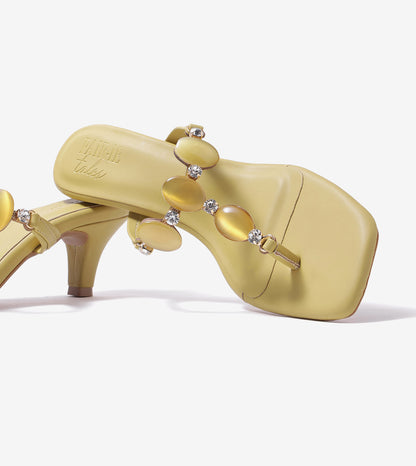 Beaded Heels Sandal - Lime Green
