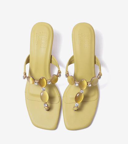 Beaded Heels Sandal - Lime Green