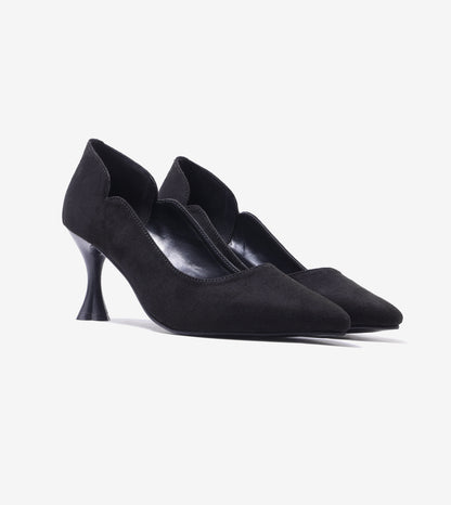 Pointed Toe Sculpted Pumps - Black