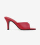 Patent Almond Toe Stiletto Mules - Red