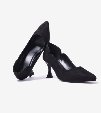Pointed Toe Sculpted Pumps - Black