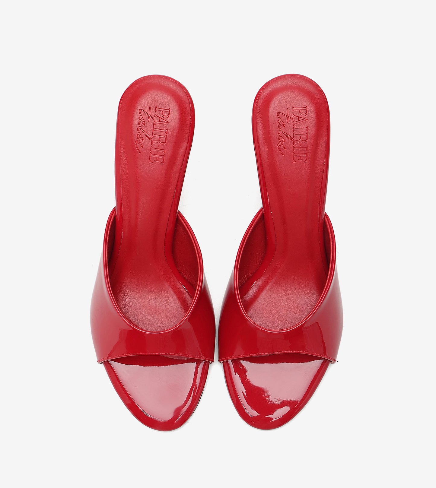 Patent Almond Toe Stiletto Mules - Red