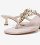 Embellished T-Strap Statement Heels - Cream