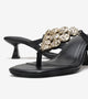 Embellished T-Strap Statement Heels - Black
