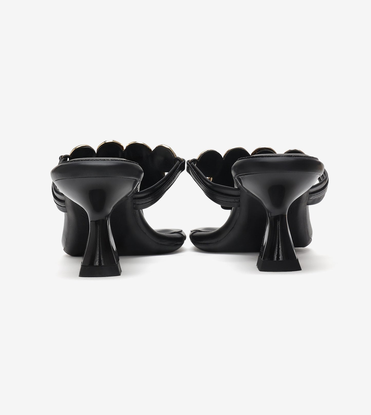 Embellished T-Strap Statement Heels - Black