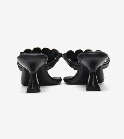 Embellished T-Strap Statement Heels - Black