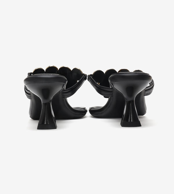 Embellished T-Strap Statement Heels - Black