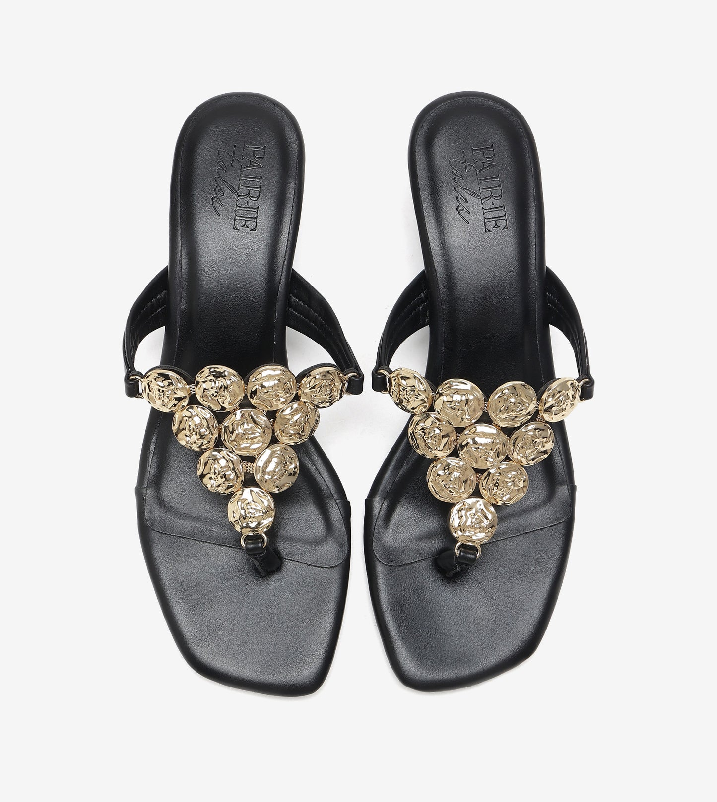 Embellished T-Strap Statement Heels - Black