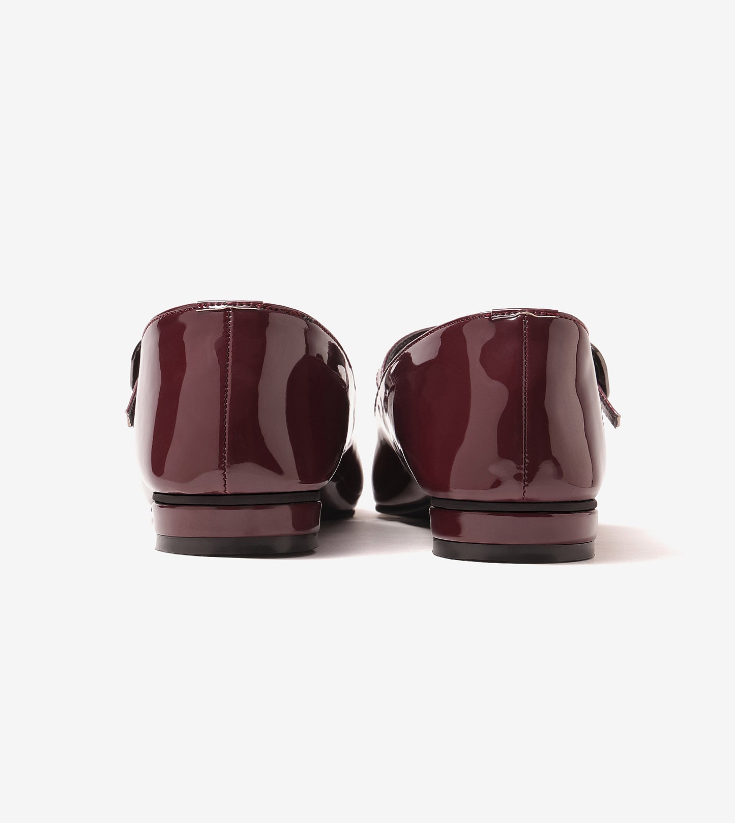 Classic Buckled Strap Mary Jane Flats - Wine