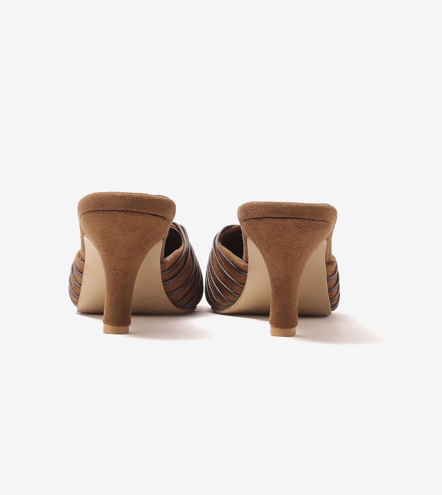 Suede Knotted Stiletto Mules - Brown