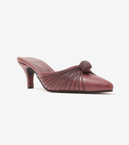 Suede Knotted Stiletto Mules - Wine