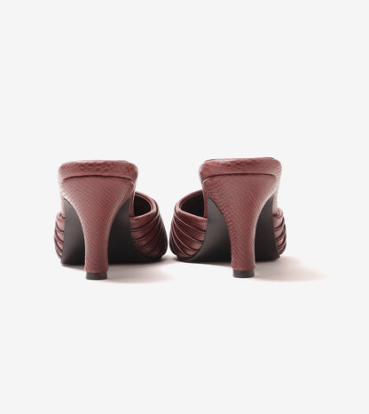 Suede Knotted Stiletto Mules - Wine
