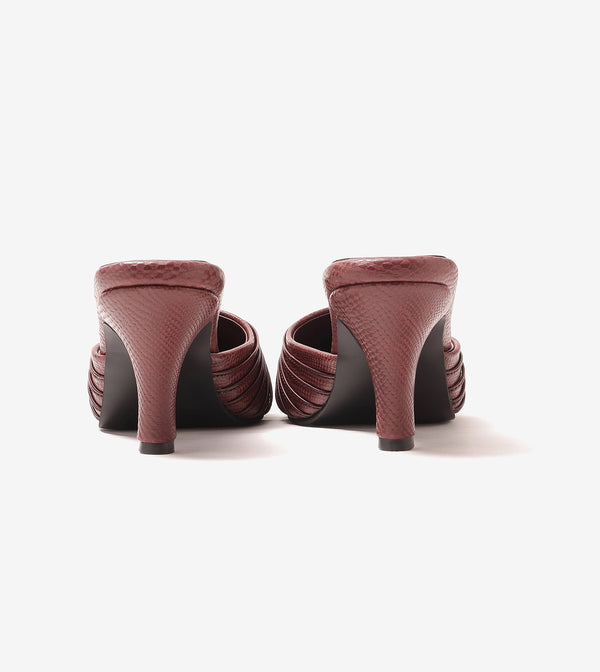 Suede Knotted Stiletto Mules - Wine