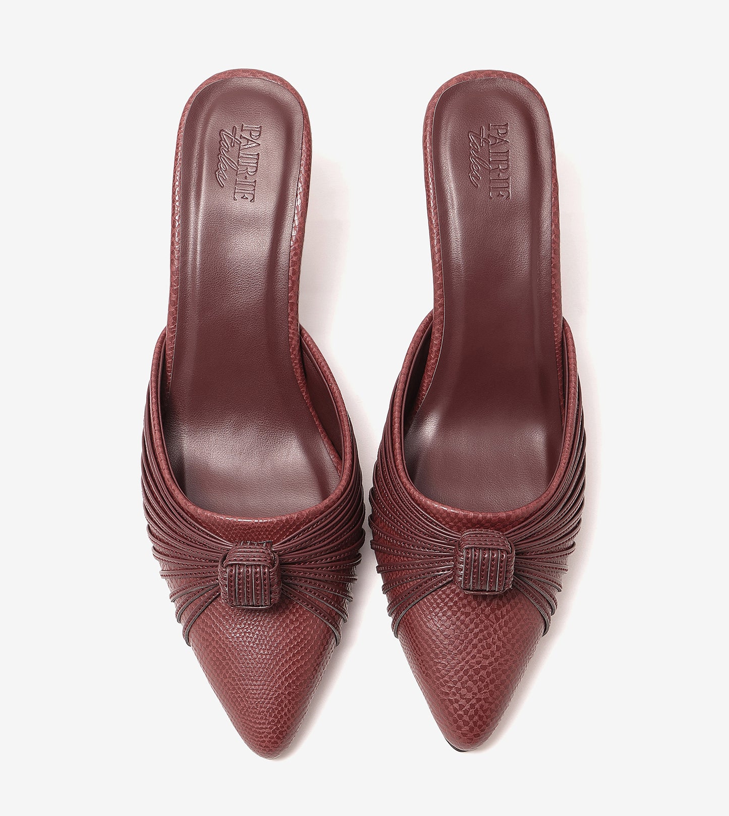 Suede Knotted Stiletto Mules - Wine
