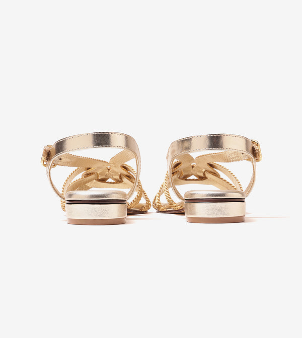 Entwined Woven Strap Flats Sandal - Light Gold