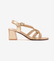 Interwoven Strap Block Heel Sandals - Light Gold
