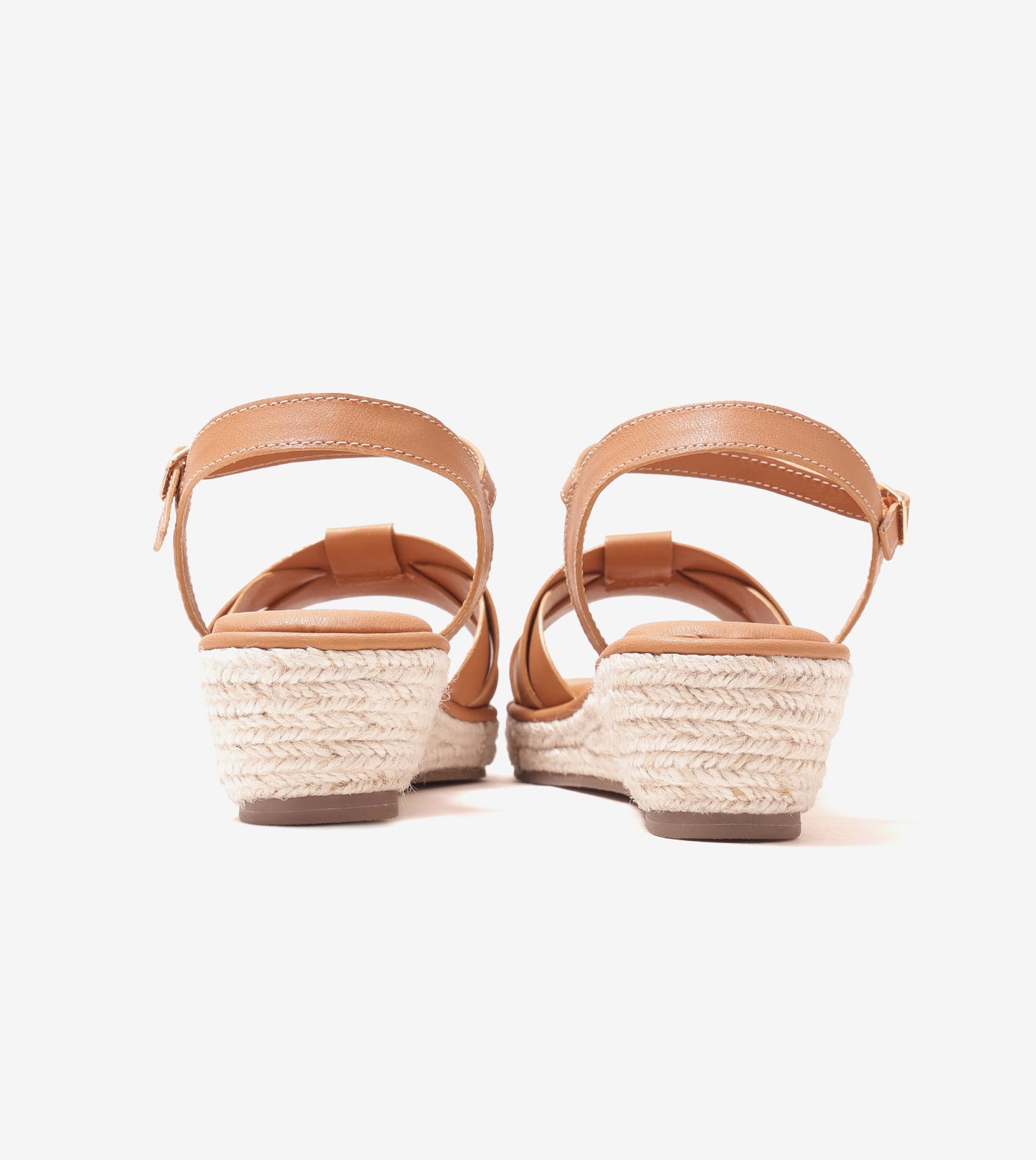 Double-Band Slide Wedges Ankle Strap - Dark Beige