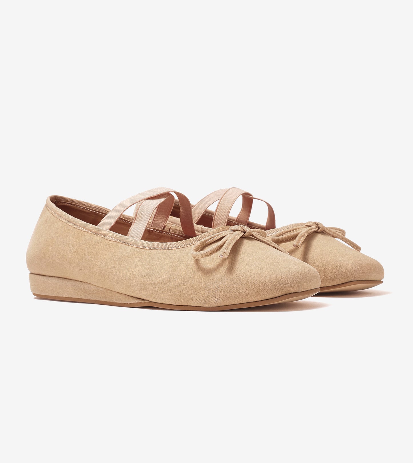 Velvet Mary Janes - Beige