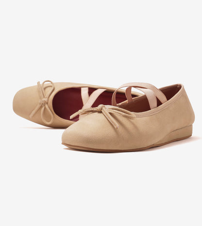 Velvet Mary Janes - Beige