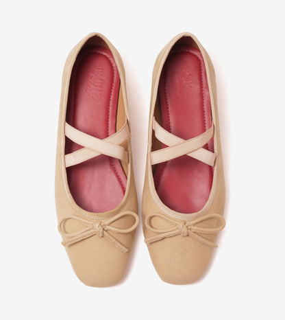 Velvet Mary Janes - Beige