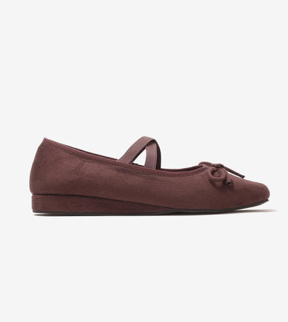 Velvet Mary Jane Flats - Brown