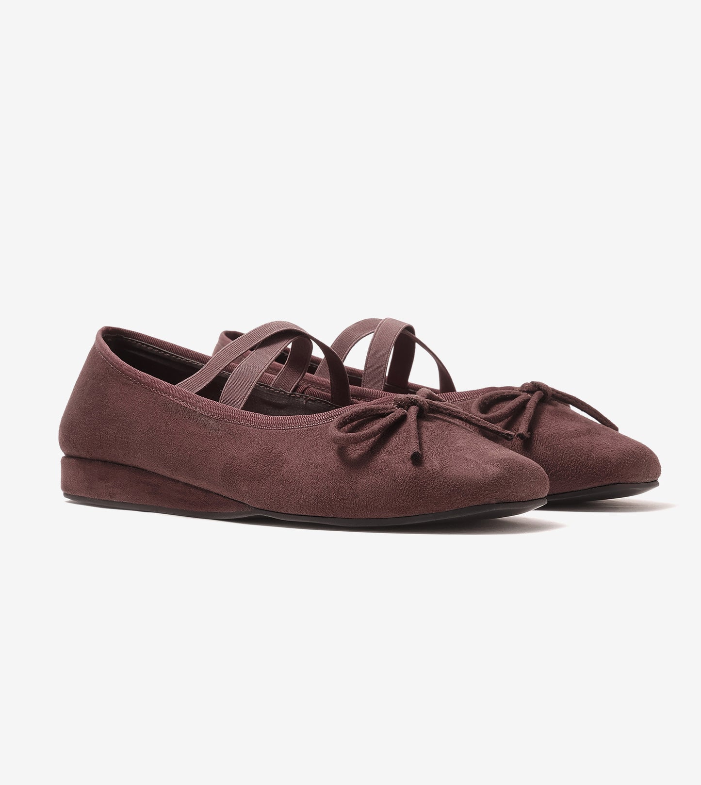 Velvet Mary Jane Flats - Brown
