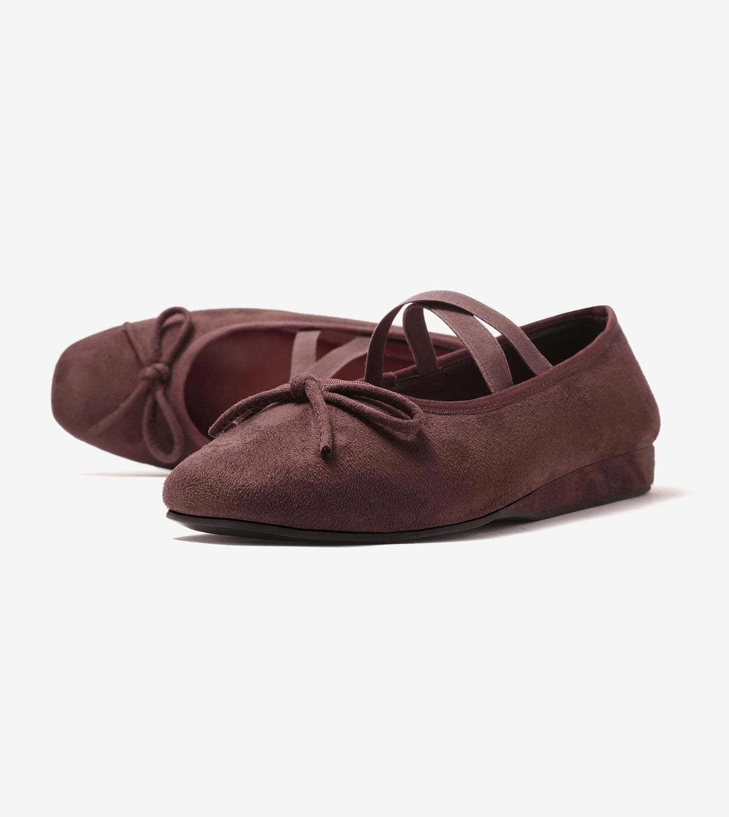 Velvet Mary Jane Flats - Brown