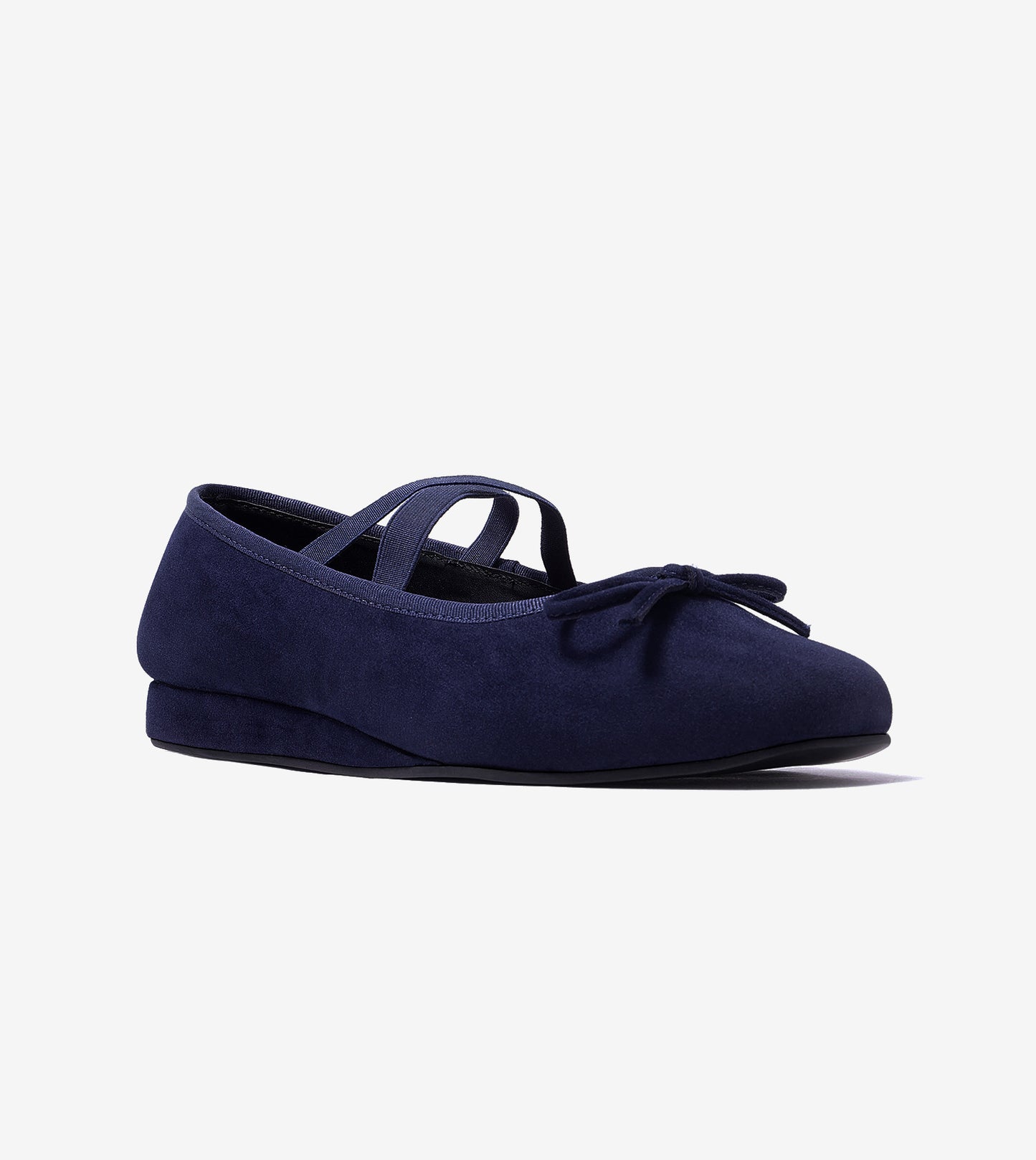 Velvet Mary Jane Flats - Navy Blue