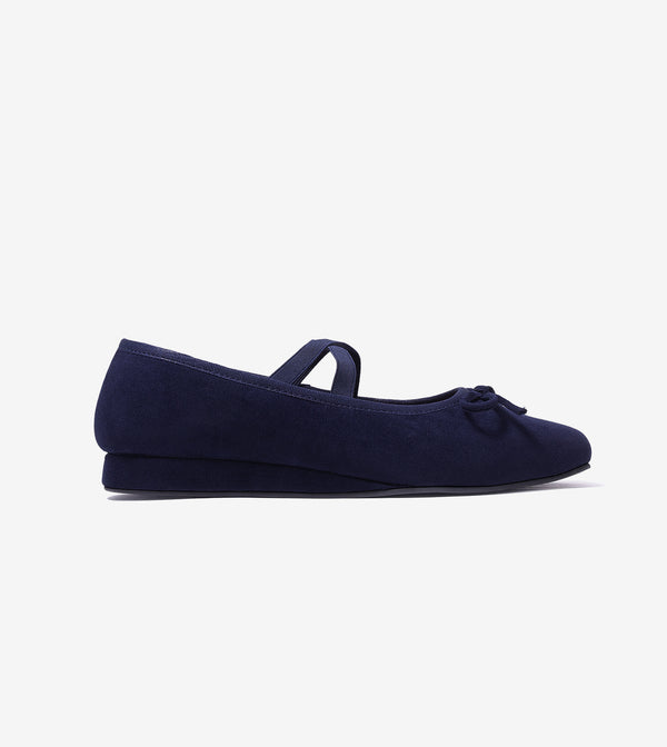 Velvet Mary Janes - Navy Blue