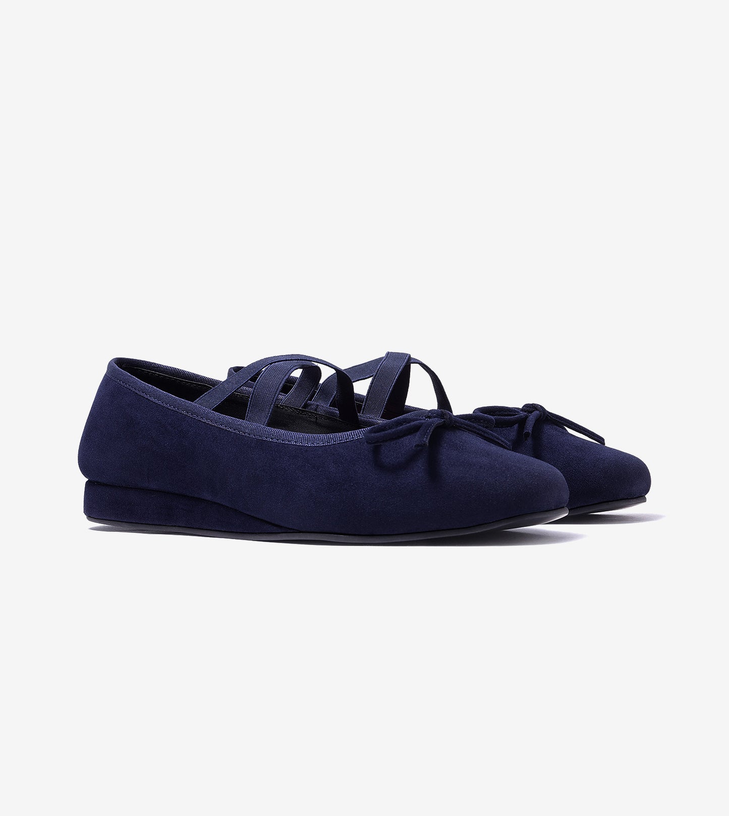 Velvet Mary Jane Flats - Navy Blue