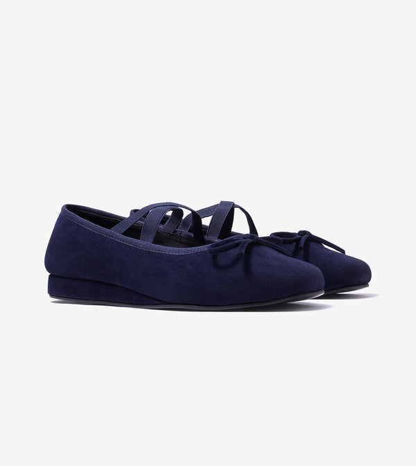 Velvet Mary Janes - Navy Blue