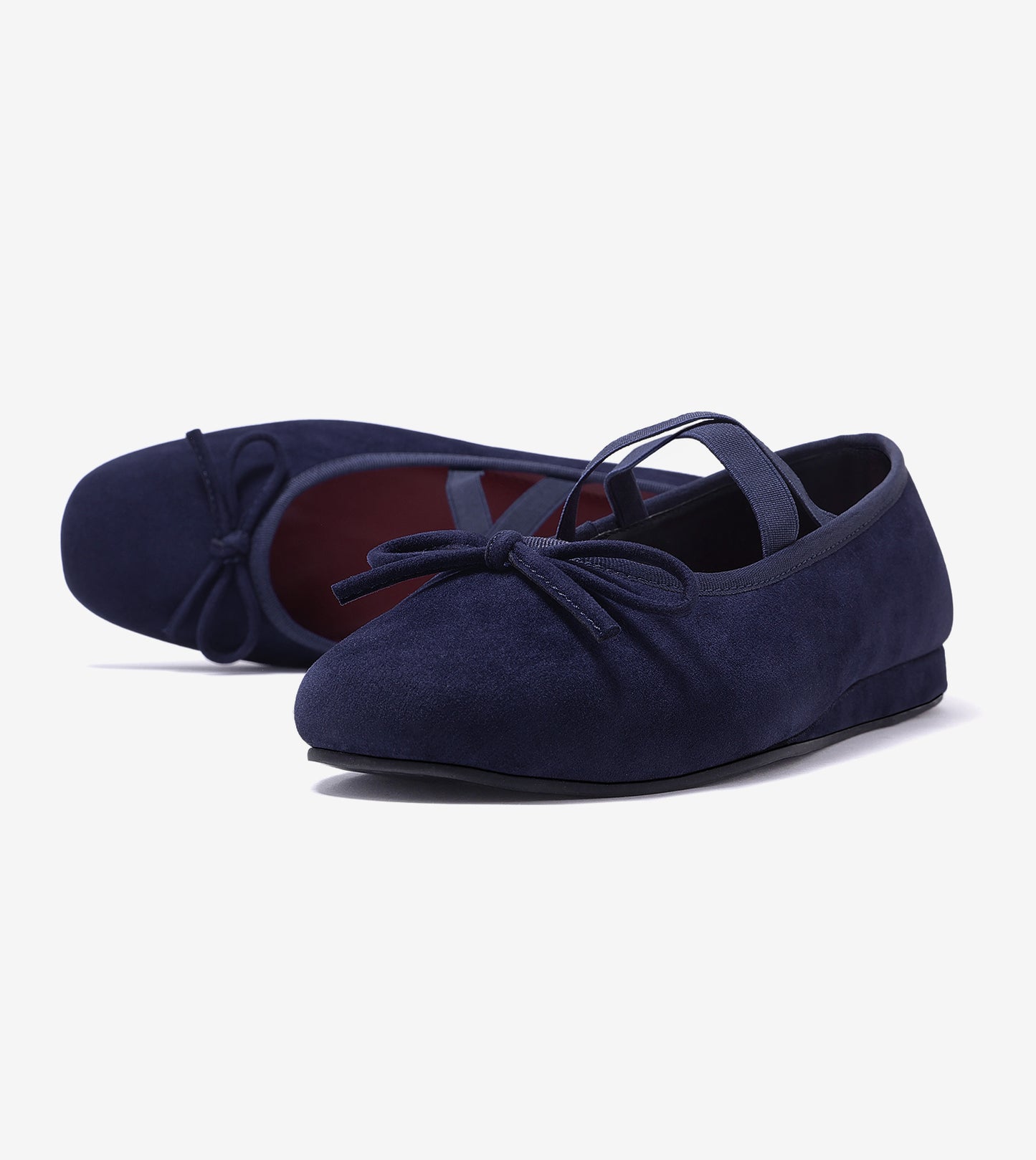 Velvet Mary Jane Flats - Navy Blue