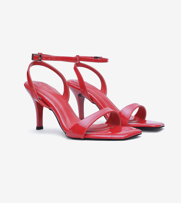 Ankle Strap Stilettos - Red
