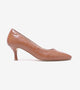 Textured Pointed Toe Pumps - Tan