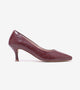 Textured Pointed Toe Pumps - Wine