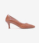 Textured Pointed Toe Pumps - Camel