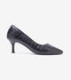 Textured Pointed Toe Pumps - Black