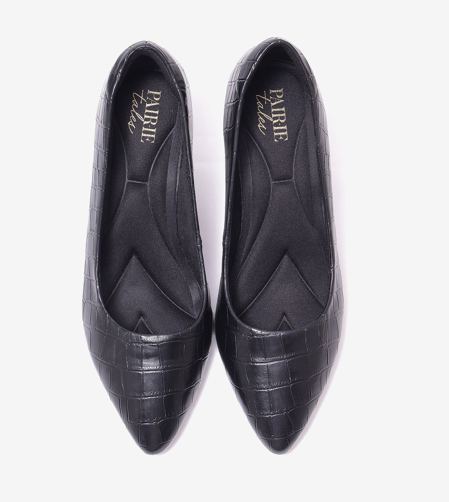 Textured Pointed Toe Pumps - Black