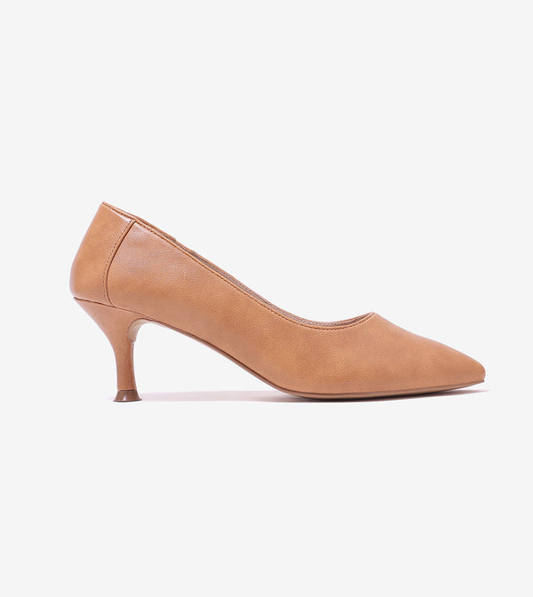 Classic Pointed-Toe Pumps - Camel