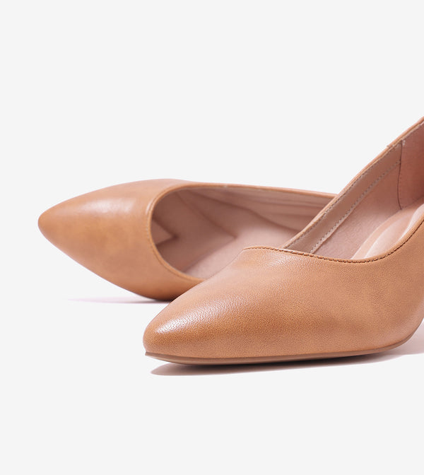 Classic Pointed-Toe Pumps - Camel