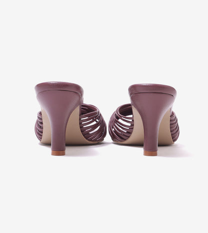 Knotted Stiletto Mules - Maroon