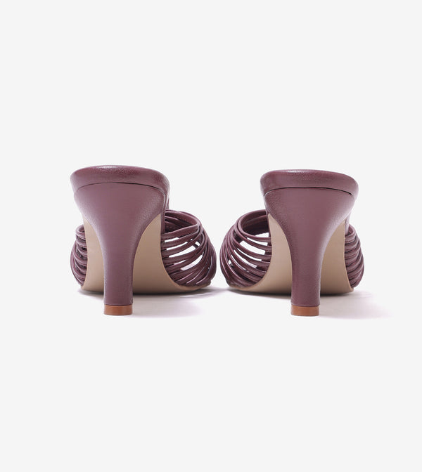 Knotted Stiletto Mules - Maroon