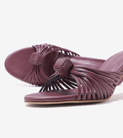 Knotted Stiletto Mules - Maroon