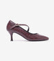 Textured Pointed-Toe Mary Jane Pumps - Mauve