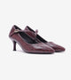 Textured Pointed-Toe Mary Jane Pumps - Mauve