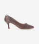 Textured Pointed Toe Pumps - Brown
