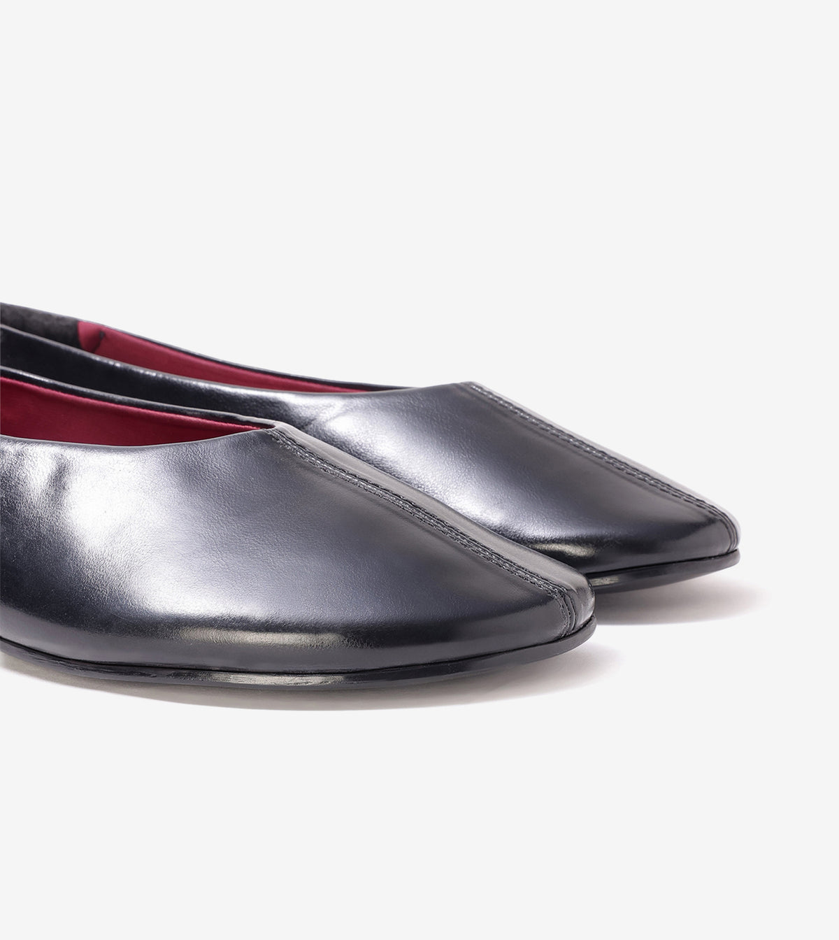 Minimal Seam Detail Slip-On Flats - Black