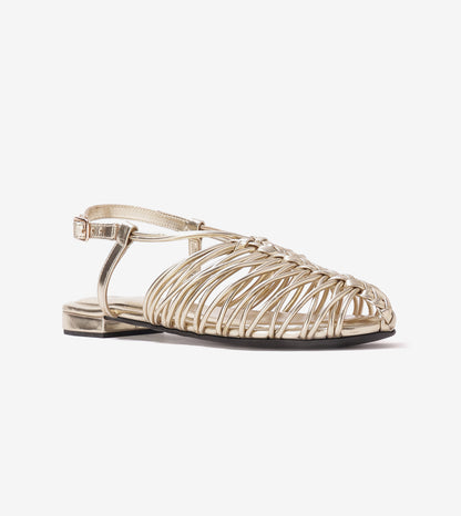 Interlace Slingback Sandals - Gold